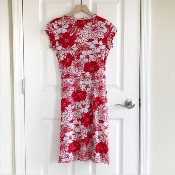 Nine West Red floral wrap dress SZ Small - Picture 3 of 5